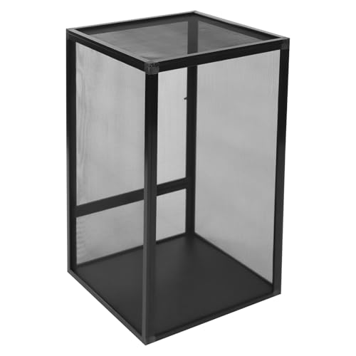Micro Habitat Terrarium Enclosure Reptile Open Aluminum Screen Cage Black Large Reptiles Habitat Cage with Locking Latch for Small Tree Dwelling Reptiles