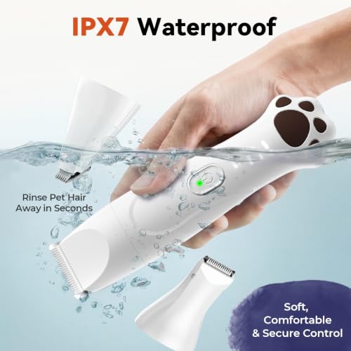 4-in-1 Dog Clippers for Grooming Kit - 45dB Quiet 150-Min Run Non-Slip Grip (White)