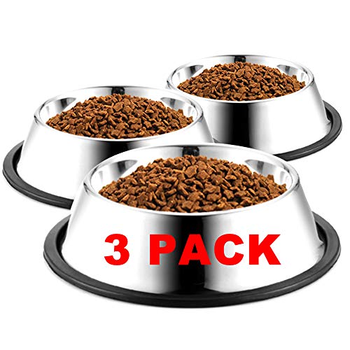 3Pack Stainless Steel Dog Bowls (Stainless steel (3Pack) / 1.5 Cup/7.1" Dia x 1.8" H (3Pack))