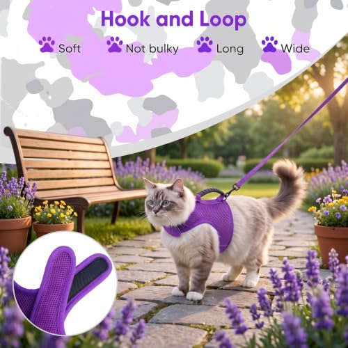 Cat Harness and Leash Set for Walking Escape Proof (Purple / Xs 2-4 lbs)