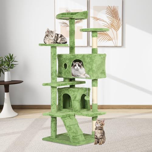 54in Cat Tree Tower for Indoor Cats (54in / Green)