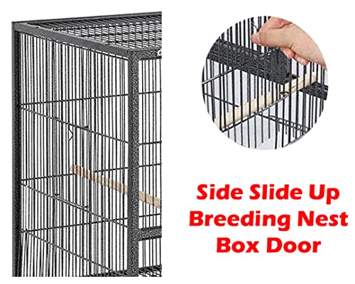 Combo One Stacker Strudy Wrought Iron Center Divided Breeder Breeding Bird Flight Double Rolling Cage for Aviaries Canaries Cockatiels Lovebirds Finches Budgies Small Parrots (Black Vein)