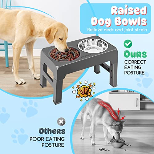 Raised Dog Bowls 4 Height Adjustable Elevated Bowl Stand