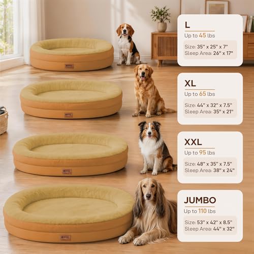 Waterproof Orthopedic Dog Bed for Extra Large Dogs (Orange / 48"L x 35"W x 7.5"Th)