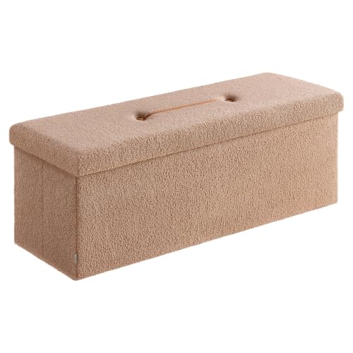 Large Folding Storage Ottoman Bench (Camel Brown / 15"D x 43"W x 15"H / Cosy)