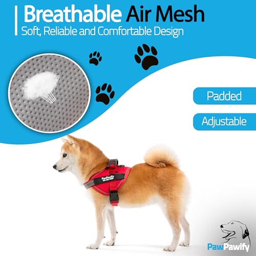 Custom No Pull Dog Harness with Name and Phone Number (XXL (85-140 LBS) / New Red)