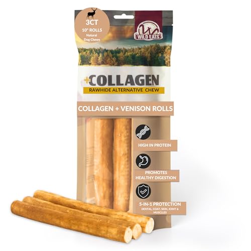 Venison Collagen Cheek Rolls 10" Chews 3pk Pig Ears Substitute (11 Ounce (Pack of 3))