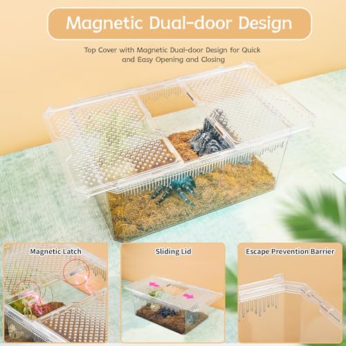 12" Clear Magnetic Door Reptile Terrarium for Gecko & Frog White (12x8.1x5.3 Inch / White)