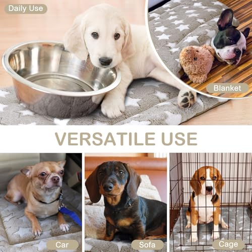 4 Pcs Dog Crate Pads Soft Warm (Rectangular 18 x 24 x 1.6 Inch / Star / Apricot)