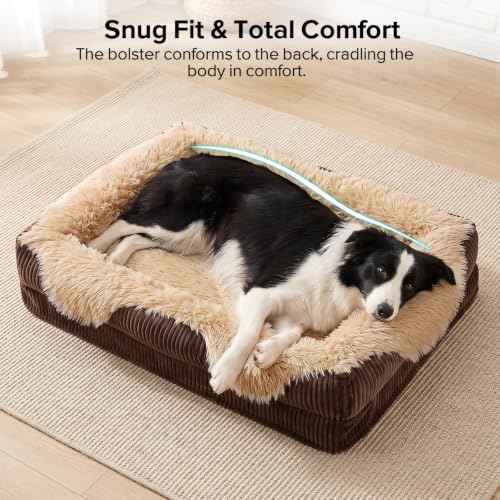 Orthopedic Dog Bed Extra Large Sized Dog (Brown / 48"L x 35"W x 7.5"T)