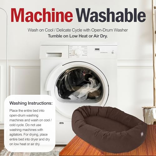 Suede Shredded Memory Foam Mix Calming Dog Bed Washable (Chocolate)