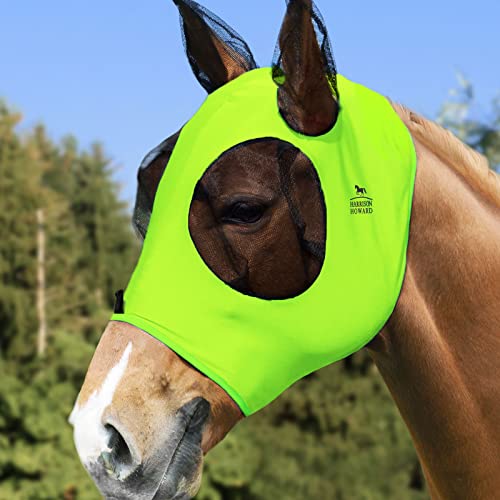 Super Comfort Stretchy Fly Mask Large Eye Space with UV Protection Soft on Skin with Breathability Fluro Lime Full Size (Full(Large) / Fluro-Lime)