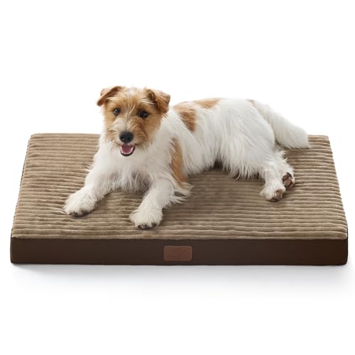 ComfyFleece Dog Bed Medium Size Dog with Washable Cover (29x18x2.8 / Coffee & Cream)