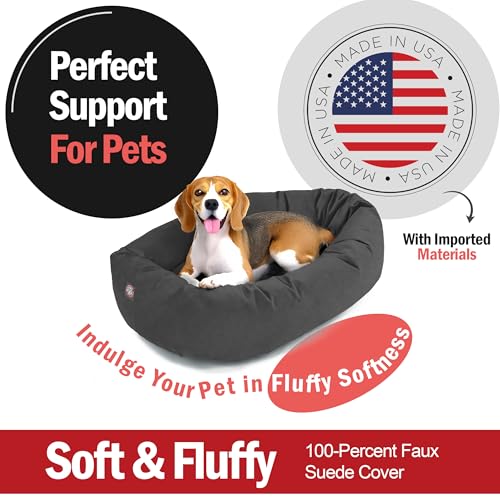 Suede Shredded Memory Foam Mix Calming Dog Bed Washable (Gray)