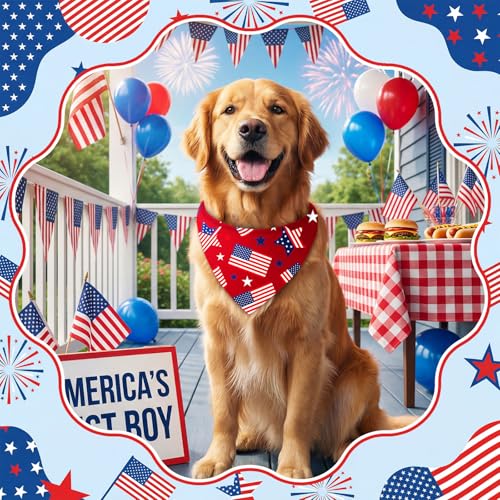 100 Pcs Patriotic Dog Bandanas Bulk 4th of July Bandanas for Dogs Star Triangle Kerchief Bib Scarf Set for Pet Independence Day 250th Anniversary Party Costume (4th of July / 25.6 x 17.7 x 17.7 Inch)