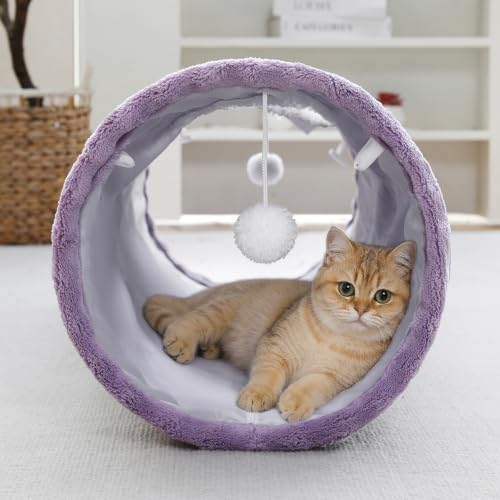 Straight Bubble Cat Tunnel for Indoor Cats 47"x12" (Dusty Purple / Straight)