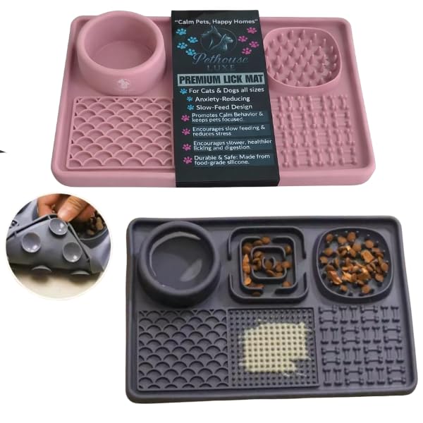 Silicone Dog & Cat Lick Mat with Suction Cups (Grey)