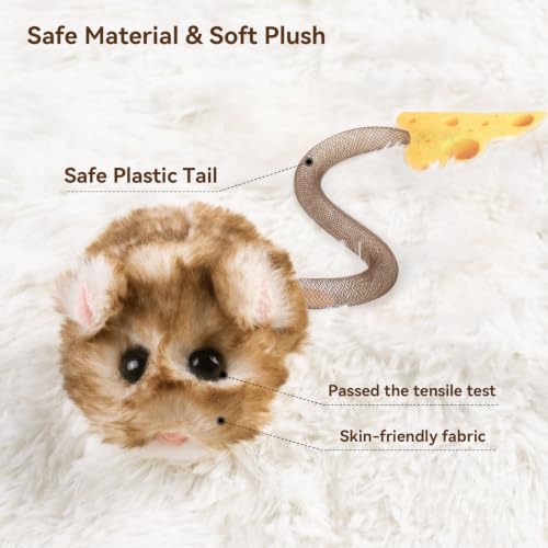 Interactive MigiMouse Cat Toy 360° Rolling & Spin with Mesh Plastic Tail for Indoor Cats Smart Motion Sensor