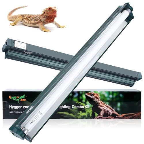 T8 Reptile Light Fixture Combo Kit 17W Green Light 10.0 UVB Fluorescent Tube for Reptiles (17w-green / 17W 24.3IN Green)