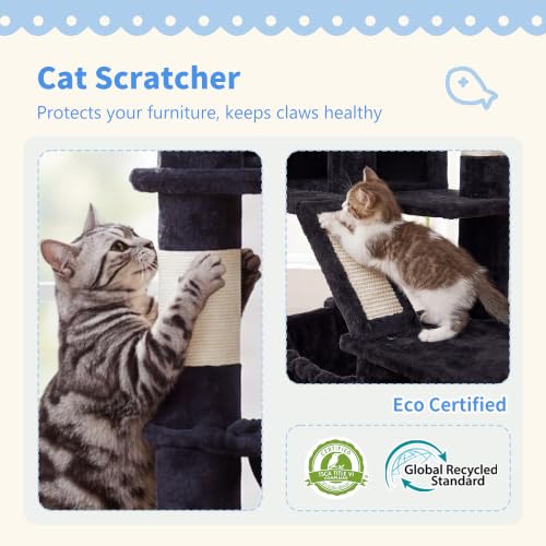 Cat Tree, 71-Inch-Tall Tower for Indoor Cats with 2 Perches HCT034G (Smoky Gray / 71 inch)