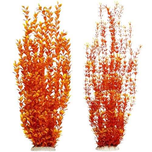 Aquarium Plastic Plants Aquarium Decor Artificial Fish Tank Plants (Orange（style A）)