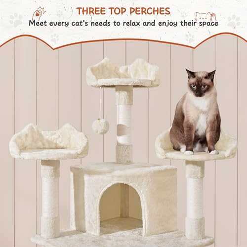 76.5in Multi Level Large Cat Tree (76.5in / Beige)