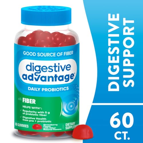 Prebiotic Fiber Supplement Strawberry Flavor Gummies with Probiotics for Women & Men Digestive Health