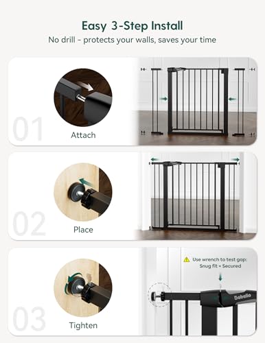 29 43" Baby Gate for Stairs (Black / 36" Tall, 29-43" Wide)