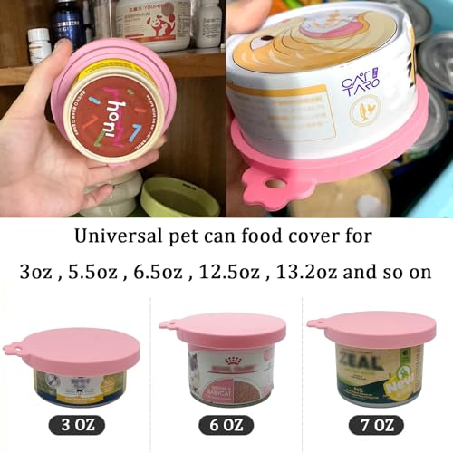 3 Pcs Pet Food Can Lids & One Can Spoon (Regular / Pink)