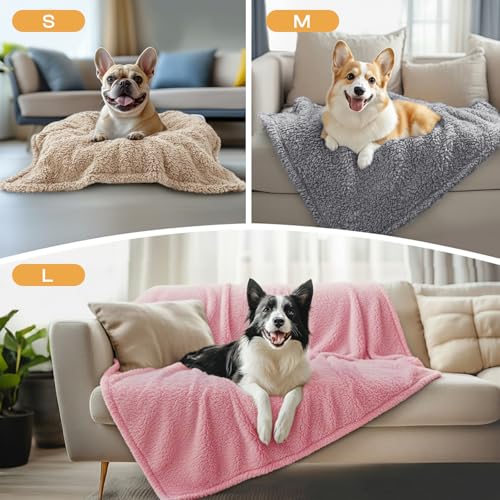 3 Pack Soft Sherpa Fleece Blankets for Dogs Cats Puppies (Medium (Pack of 3) / Hazeblue/Pink/Grey)