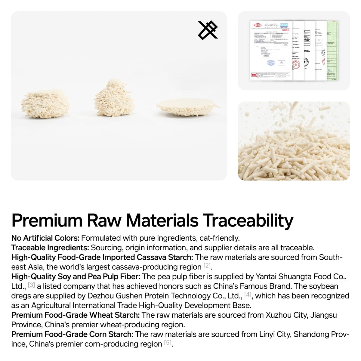 Cassava Cat Litter with Tofu Litter clumping (5.3lb/bag×4bags)