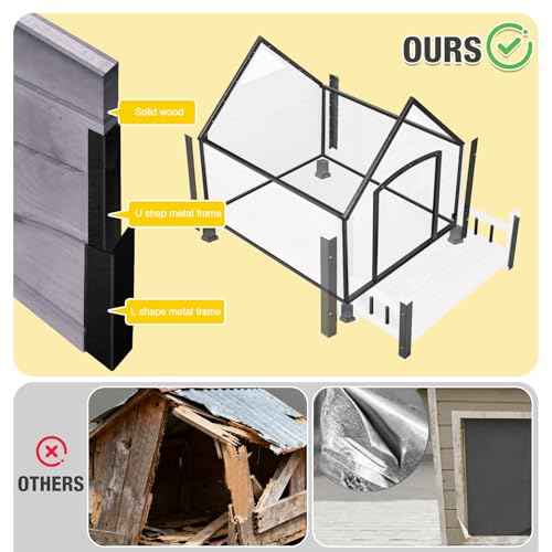Dog House Outdoor Waterproof Dog Kennel for Small to Medium Size Dogs Doghouse Puppy Shelter with Elevated Floor for Winter (Grey-A / Medium)