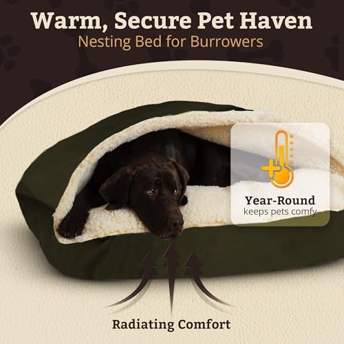 Rectangle Cozy Cave Dog Bed (Olive / Medium)