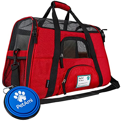 Airline Approved Pet Carrier for Cats & Small Dogs (Red / 19.5"L x 10.2"W x 12.0"H)