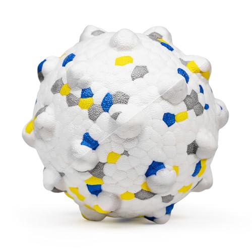 3.7'' Dog Balls for Dogs Aggressive Chewers Indestructible Tennis Durable Bouncy Interactive Dog Toy Balls for Fetch Game Floating Balls (White-Large)