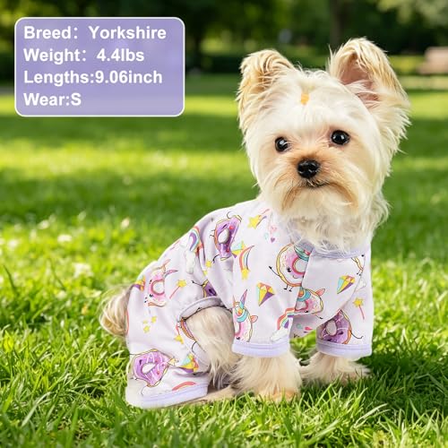 Dog Pajamas Pjs Summer Dog Clothes for Small Dogs Girl (Purple / Medium(6-9lb ))