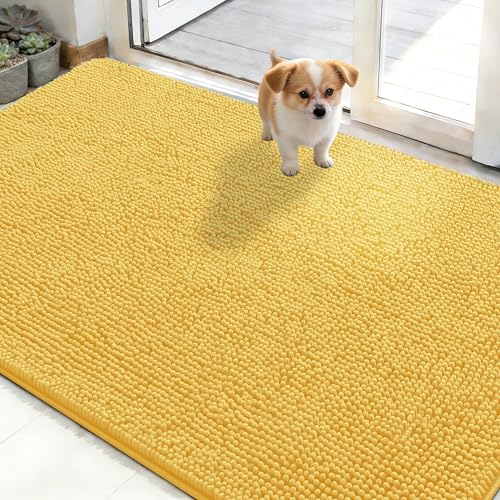 Dog Door Mat for Muddy Paws 48x30 (Yellow / 48" X 30")
