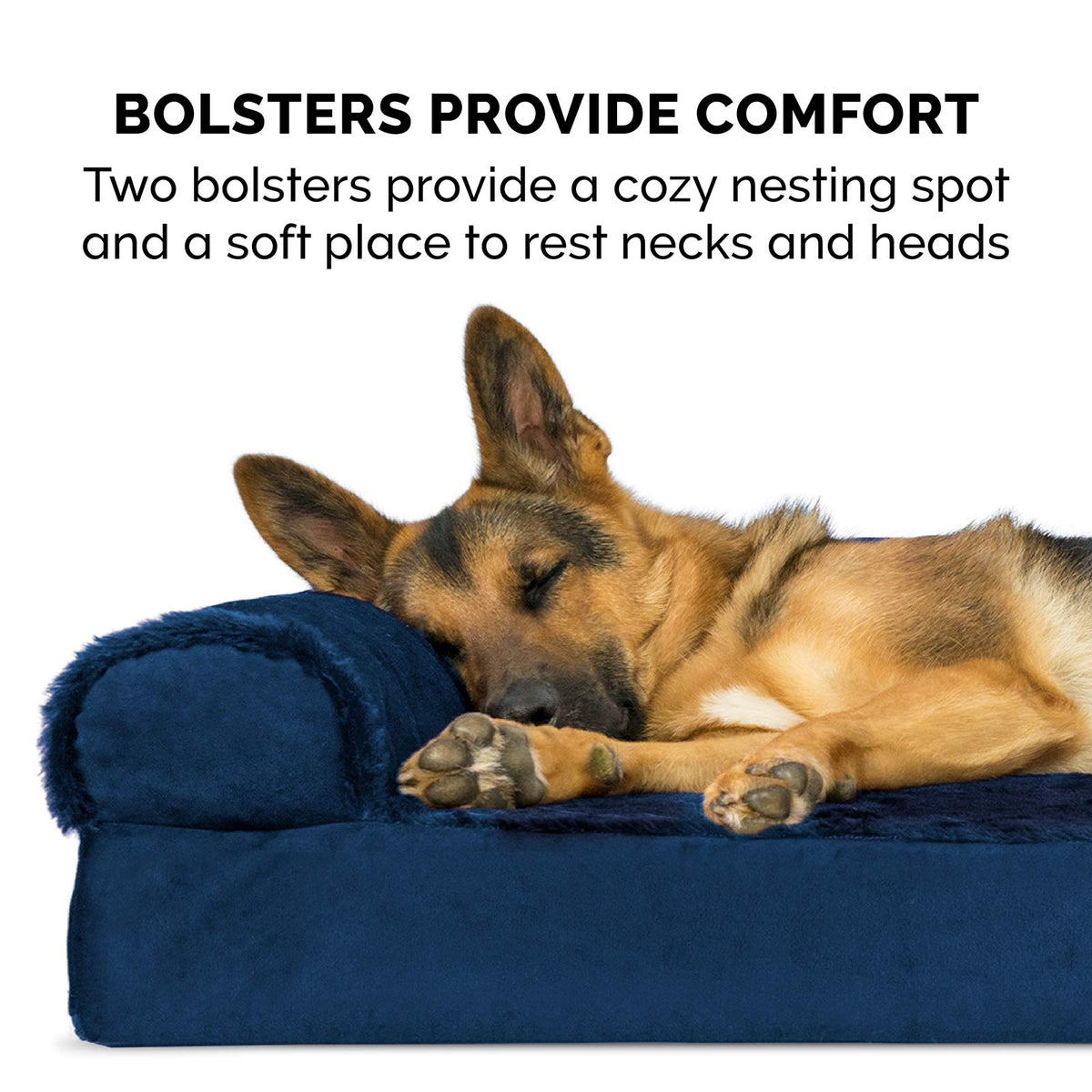 Cooling Gel Dog Bed for Large Dogs w (Jumbo Plus / (Plush & Velvet) Deep Sapphire)