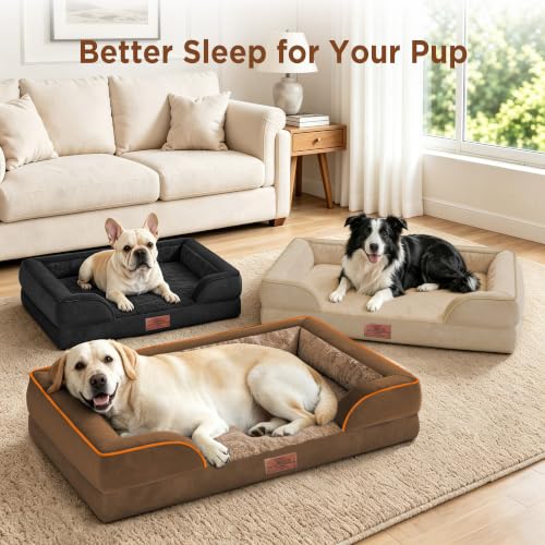 Waterproof Orthopedic Dog Bed for Medium Size Dog (30.0"L x 20.0"W x 7.0"Th / Brown)
