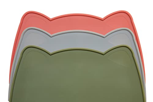 Cat Food Mat Silicone Pet Feeding Mat (20"L x 12"W / Camouflage Green)