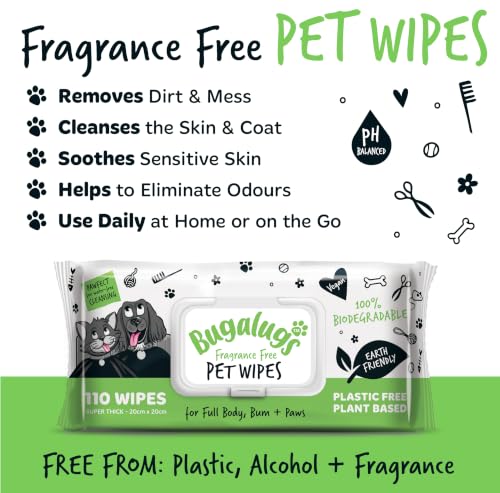 Dog Wipes 100% Plastic Free Biodegradable pet Wipes for Full Body