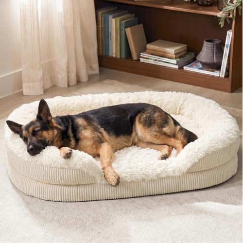 Fluffy Orthopedic Dog Bed for Extra Large Dogs (Cream / XXL (48"x 36"x 7.5"))