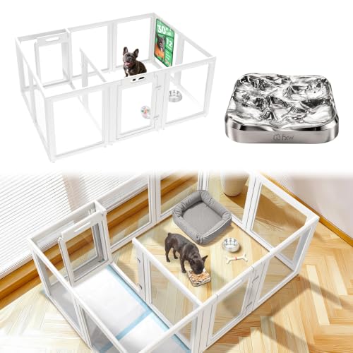 AuraSpace Acrylic Dog Playpen System with Lick Mat (White / 30"H)