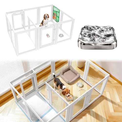 AuraSpace Acrylic Dog Playpen System with Lick Mat (White / 35"H)