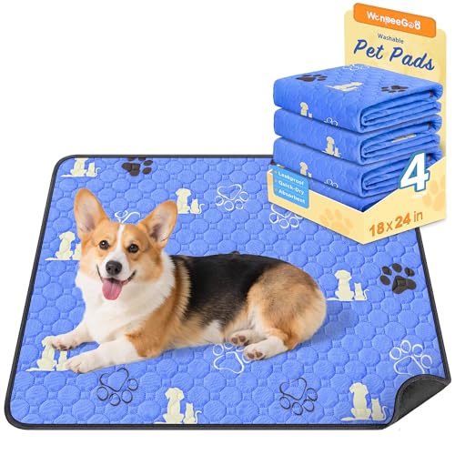 Washable Pee Pads for Dogs (Blue / 18"x24" (Pack of 4))