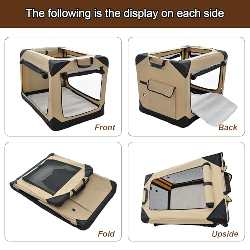 Soft Dog Crate for Small Dogs (Beige / 26.0"L x 18.0"W x 18.0"H)
