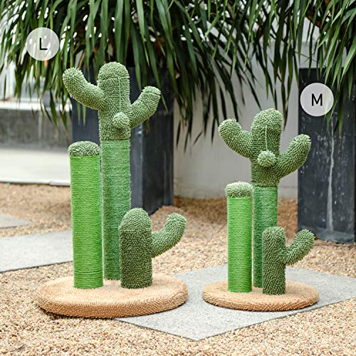 Cactus Cat Scratching Post 23”Cat Scratcher with Toy Ball (Medium 23" / Khaki)