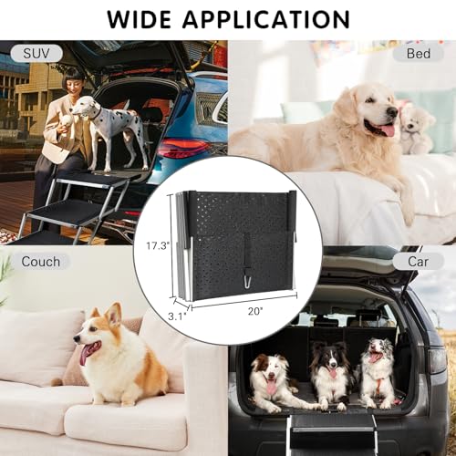 Folding Dog Stairs for Car (Black / 20In-4 Steps)