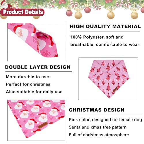 Christmas Dog Bandana (Small / Pink Christmas)