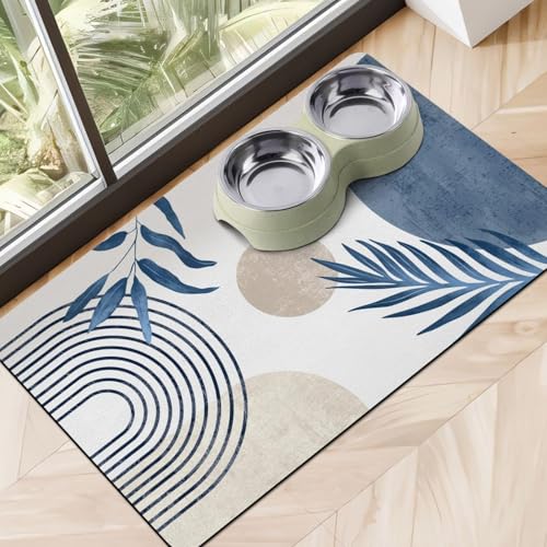 Dog Food Mats for Floors (Boho Blue / Xl(24"×32"))